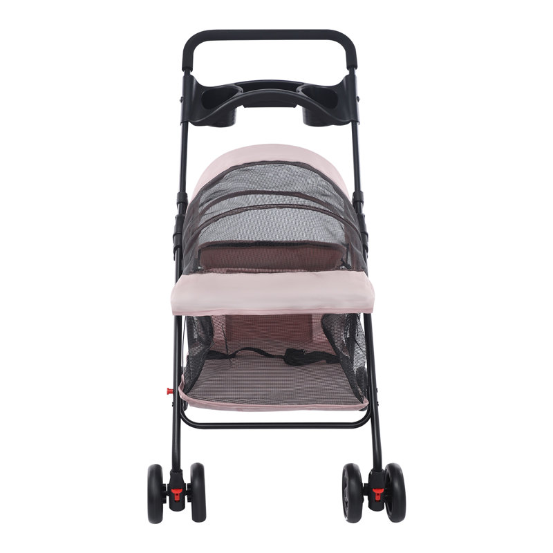 Foldable Pet Travel Cart Pet Stroller Comfortable Travel Buggy For Shopping & Outdoor Walks With Small Medium Dogs And Cats