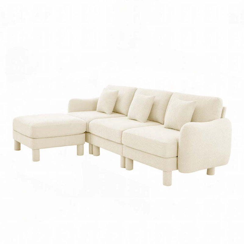 Canapé Boucle, Vert, 35" H x 109.4" W x 67.3" D