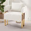 Chaises d'appoint modernes en velours, pieds en métal doré pour le salon, 2 pièces blanches