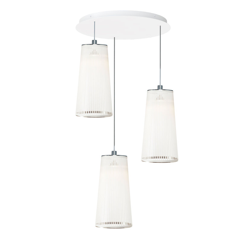 Solis 3 Pendant Chandelier, White, 52" H x 30" W x 30" D