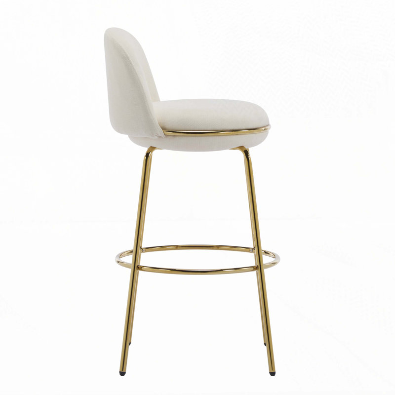 Tabouret de bar rembourré en métal, structure à finition dorée, Beige