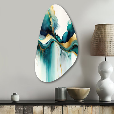 Bardot - Abstract Liquid Ink Fall Shape Asymmetric Metal Wall Art