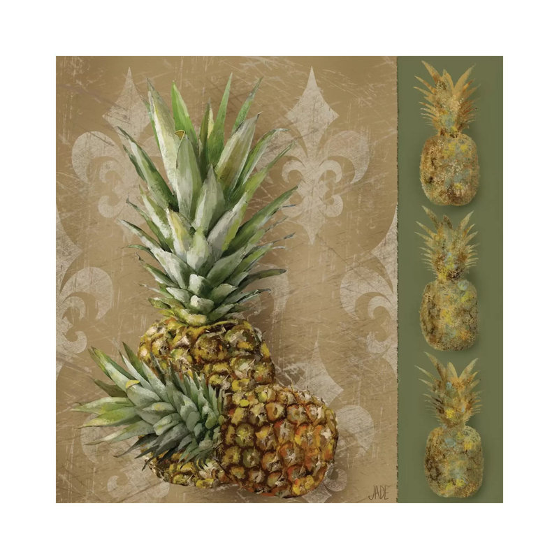 Pineapple Welcome II by Jade Reynolds - Wrapped Canvas Painting, 45.72 cm H x 45.72 cm W x 3.175 cm D