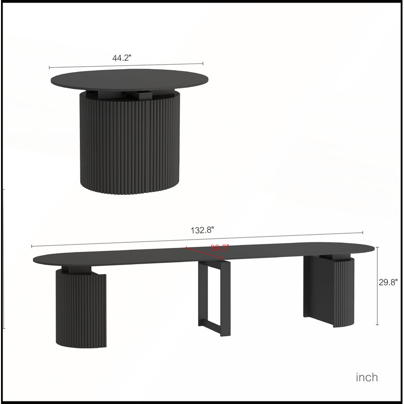 Table de salle à manger extensible pliable pour 1 à 10 personnes, Noir
