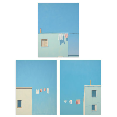 Laundry Day Washing Line Utility Room Minimalist Blue Sky 2 Piece Wall Art