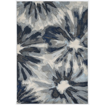 Tapis floral ivoire et bleu Agarwal