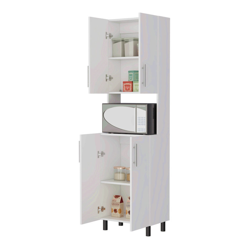 Garde-manger double avec rangement ouvert. Blanc