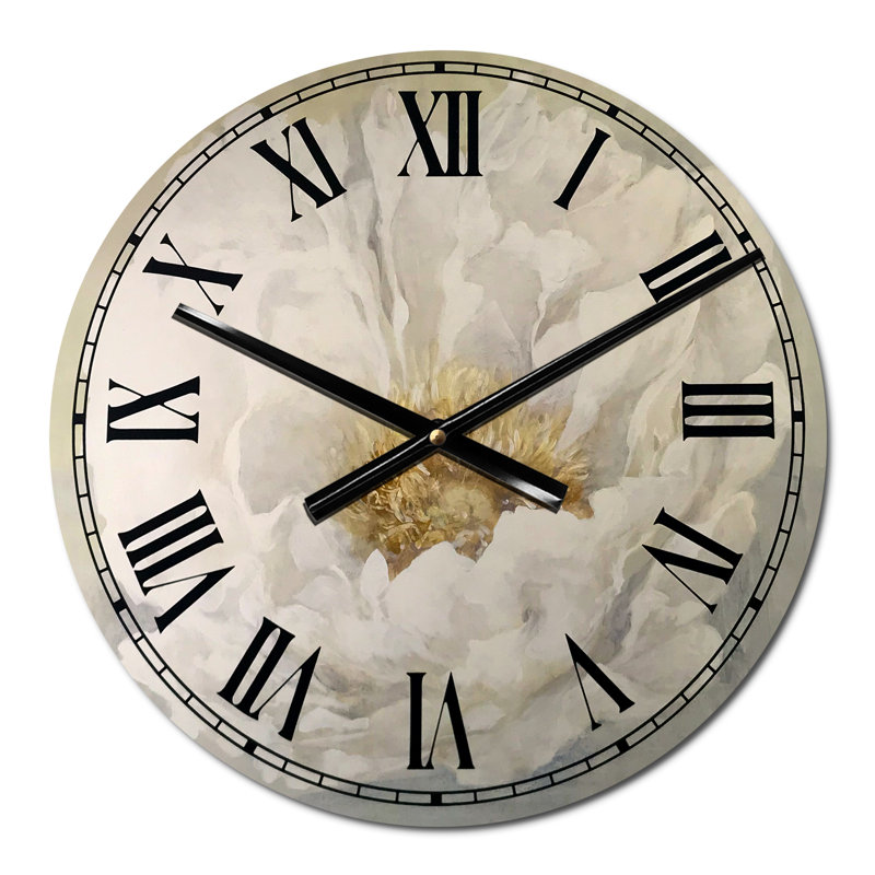 Pivoine blanche sereine - Horloge murale traditionnelle, Petit