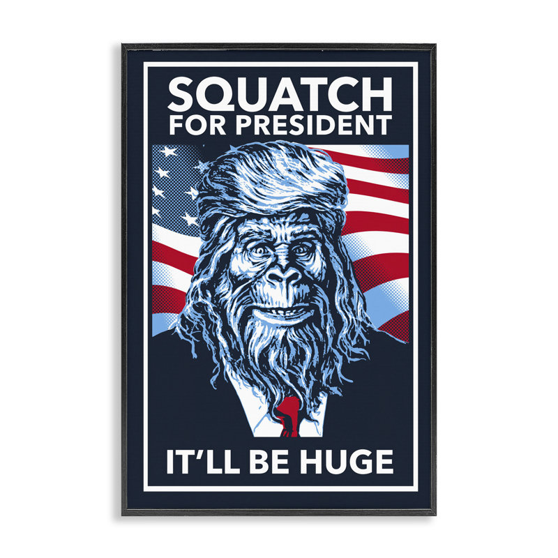«Funny Mythical President», art de la giclée encadrée par Jedco Brands, Inc., Giclée encadrée noir minuit, H 18 po x l 12 po