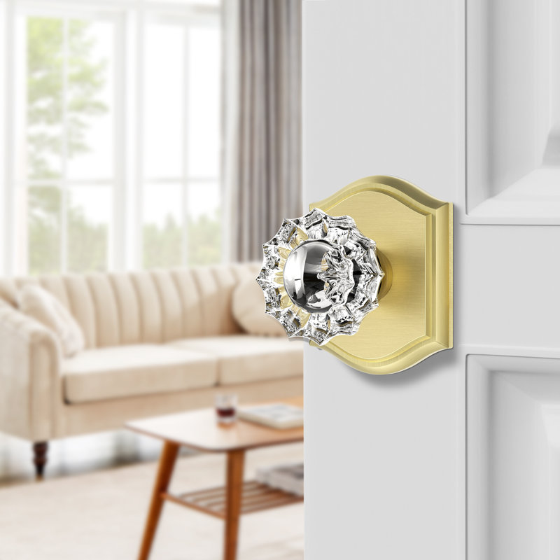 Faux bouton de porte en cristal Retro Elegant Series, Laiton satiné