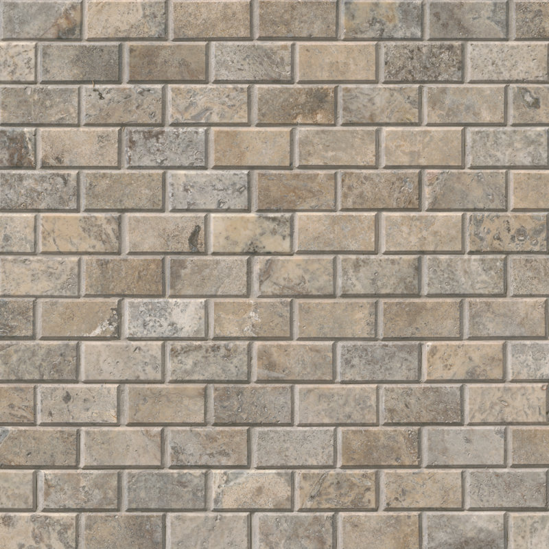 Argento Way Subway 12 in. x 12 in. Honed Travertine Mosaic Wall Tile