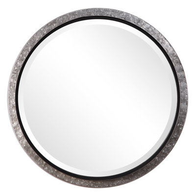 Miroir d'appoint mural rond en métal gris