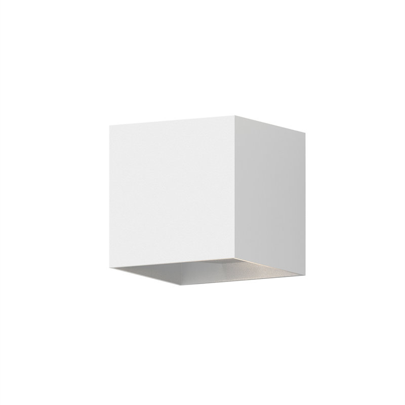 Qube Aluminum LED Flush Mounted Sconce, Textured White, 5.25" H x 5.25" W x 5.5" D