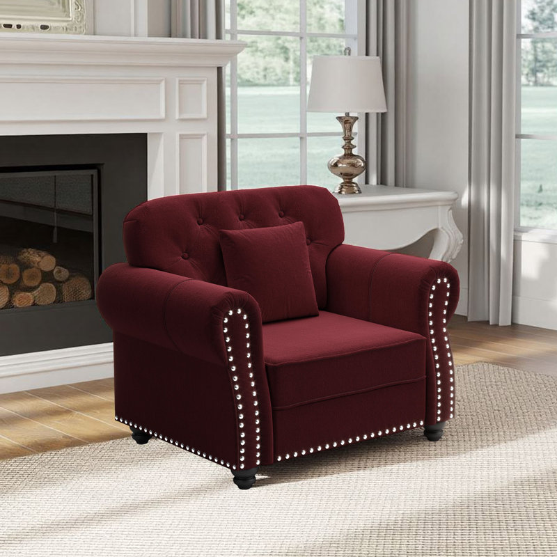 Canapé Chesterfield 41,3 po Mid-Century, Rouge