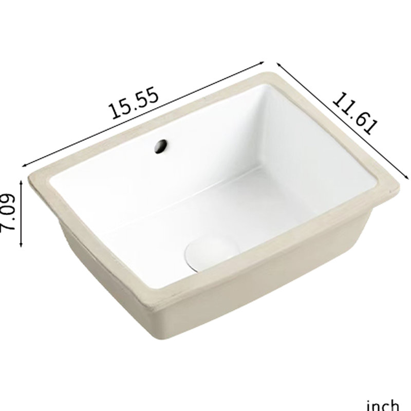 Undermount Bathroom Sink 16 Inch Rectangle, Low Absorption, Withstand Acid And Alkali, 18.9 In Package Depth American Style Wash Basin Sink, White Porcelain Undermount, Temperature - Stable, 11.39 Lb