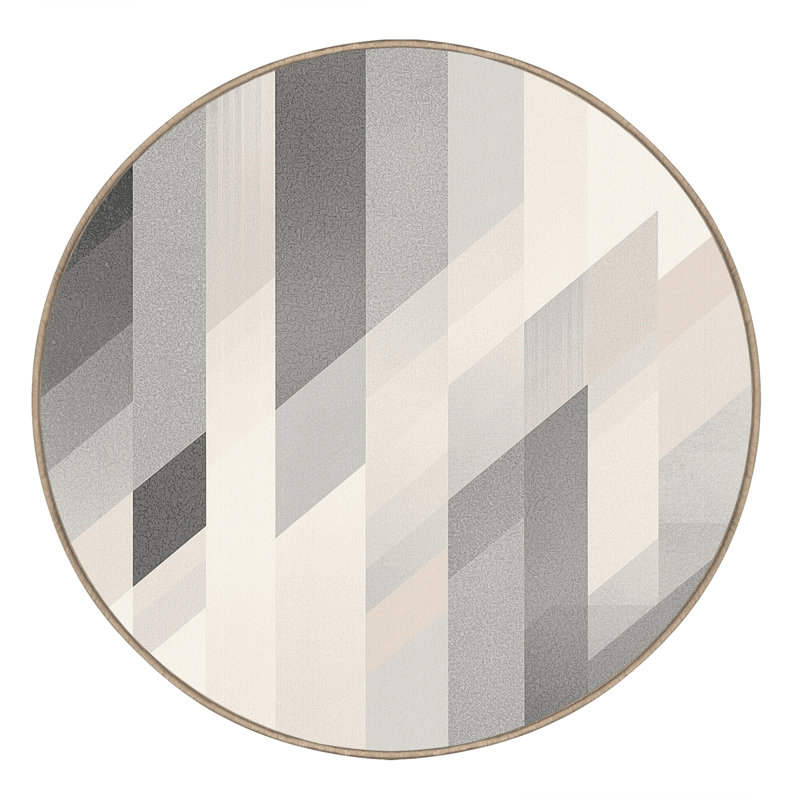 Tapis beige moelleux doux moelleux Défino, Rond 5 pi