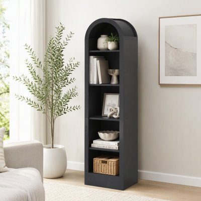 Bibliothèque de rangement cintrée à 5 niveaux, petite hauteur 67 po