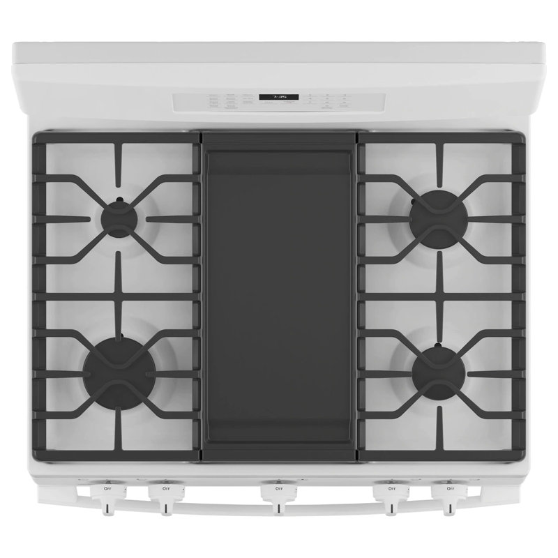 GE® 30" Free-Standing Gas Convection Range with No Preheat Air Fry, White