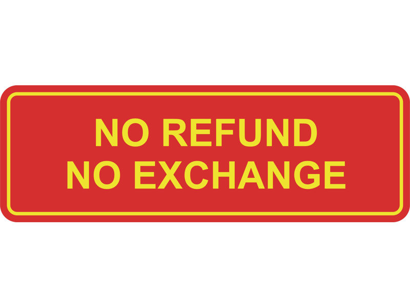 Signe standard sans remboursement ni échange (or noir) - grand, H 1 po x l 7 po x P 2,5 po, Rouge / jaune