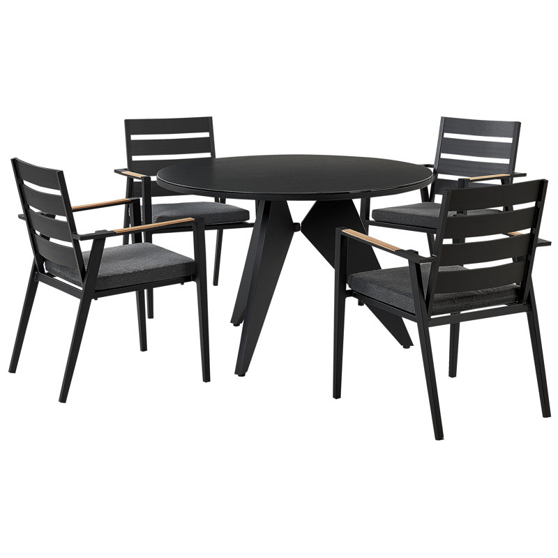 Laddy 4 - Person Patio Dining Set with Extendable Rectangular Table , Cushions Included