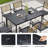 7-Piece Outdoor Patio Dining Set, HDPE Rope Back Dining Chairs with Thick Cushions & Iron Frame Table, All-Weather 6-Person Patio Furniture Set for Garden, Backyard, Poolside（Indigo Ink）-1199545795-1199545798
