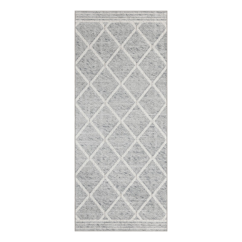 Lusko Tessa Distressed Machine Washable Area Rugs, Runner 2'6" x 8', Gray Ivory