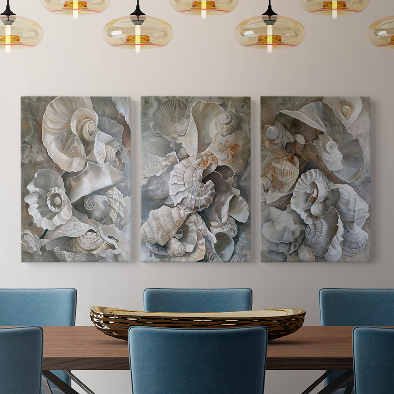 Série Sea and Shore - Ensemble de 3 toiles tendues avec châssis - Prêt à être accroché, H 36 po x l 24 po