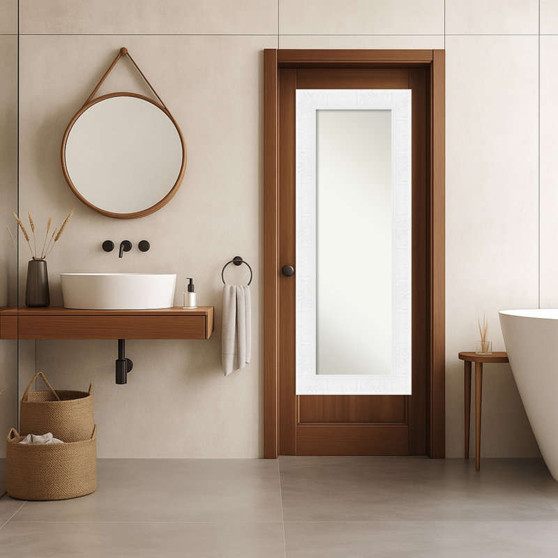 Luxe Non-Beveled Framed Full-Length On the Door Mirror, White