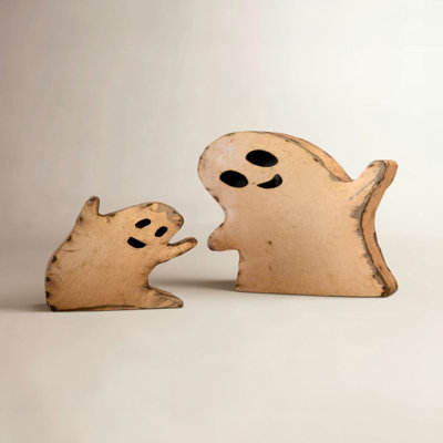 Kalalou Halloween Metal Ghost Figurines 11" – Large & Small Set of 2