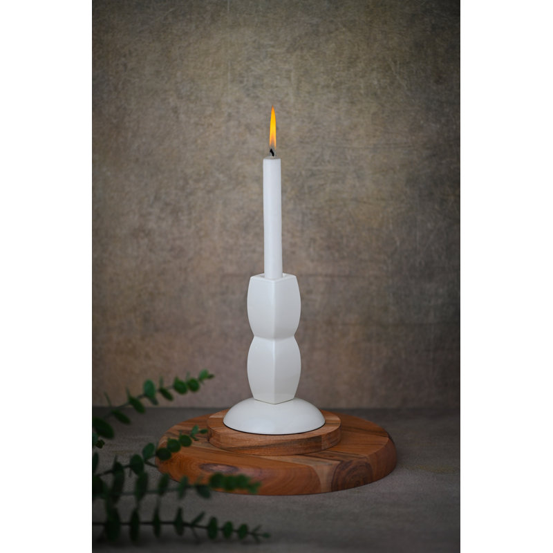 Porte-bougie en aluminium blanc brillant, H 6 po x l 4 po x P 4 po