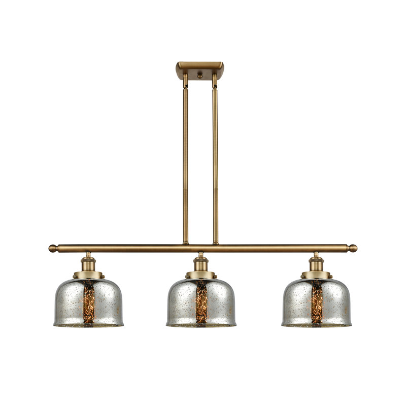 Harel 3 - Light Kitchen Island Pendant, Silver Plated Mercury, No Bulb Included, Brushed Brass