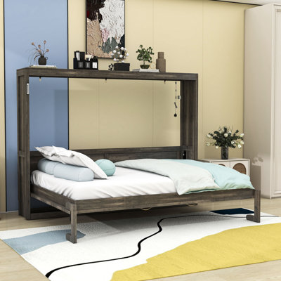 Lit escamotable en bois avec éclairage DEL et bureau