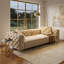 Canapé-lit convertible 3 en 1, 95 cm, en velours beige capitonné, 4 places avec pouf amovible-873197084
