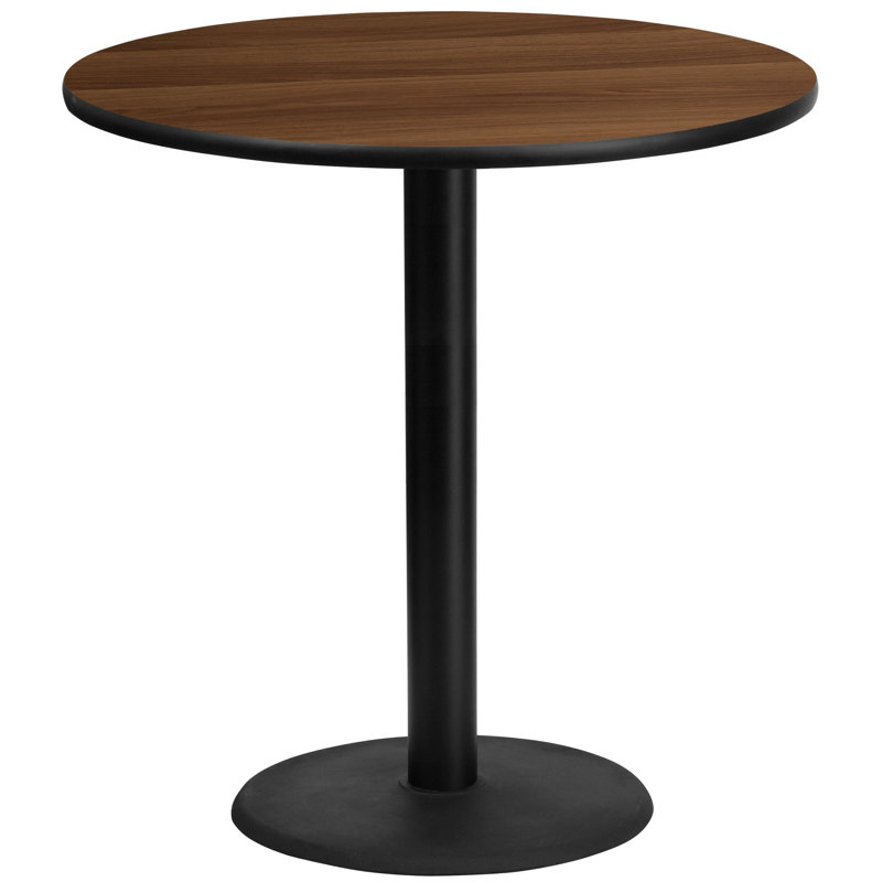 Plateau de table rond en stratifié de 24 po avec base de bar ronde de 18 po Jamey, Noyer, H 43,12 po x l 42 po x L 42 po