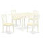 L'ensemble de table de cuisine 5 pièces pour 4 personnes comprend une table de salle à manger rectangulaire avec Dropleaf et 4 chaises rembourrées en tissu de lin, 36 x 54 pouces, blanc lin-1930656283-1930656284-1930656287