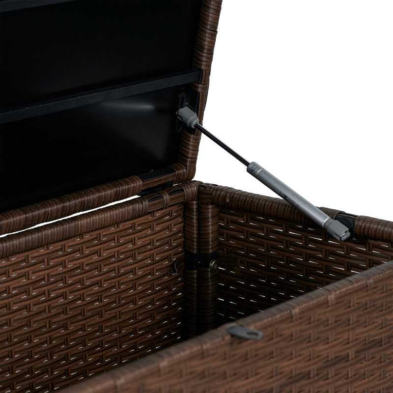 Brown Wicker and Steel Lockable Deck Storage Box