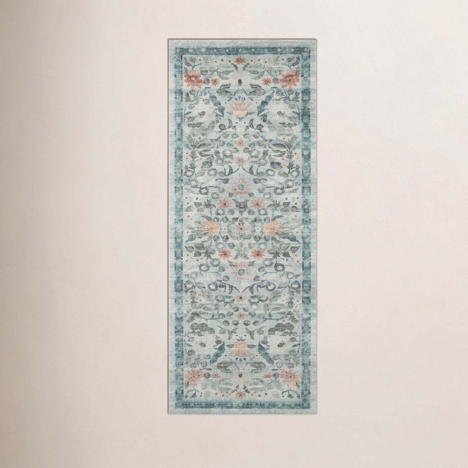 Rifle Paper Co. x Loloi Courtyard Sage Area Rug feat. CloudPile, Runner 2'6" x 7'6"