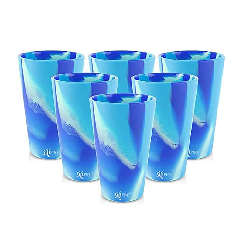Silipint: Silicone Pint Glasses: 6 Pack Arctic Sky - 16oz Unbreakable Cups