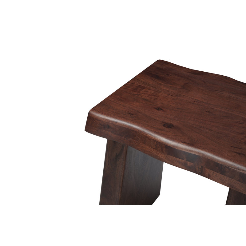 Table d'appoint Chaliyah en bois massif d'acacia à bord naturel, 58 cm (23 po), brun foncé, Bois médium