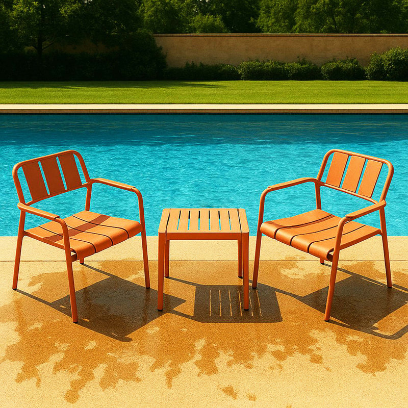 Ensemble de chaises et de tables basses à une place en PP 2 pièces Summer, Brun abricot