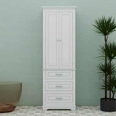 Imposing Storage Cabinet With Three Drawers And Adjustable Shelves