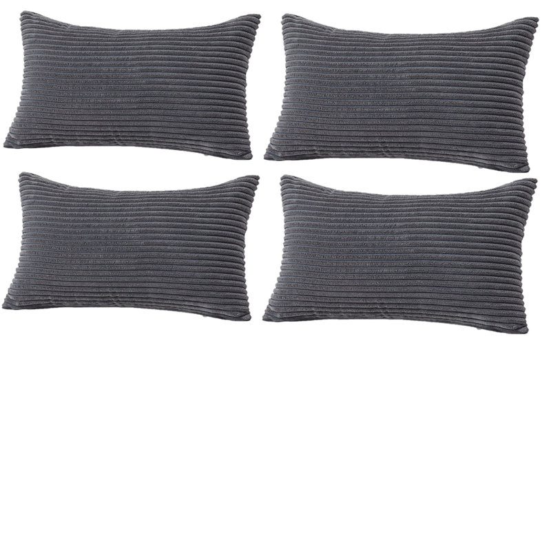 Housse de coussin à rayures, Gris foncé