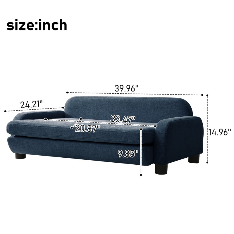 Canapé en chenille pour chien, structure en bois massif, housse de canapé amovible et lavable, H 15 po x l 39,7 po x P 24 po