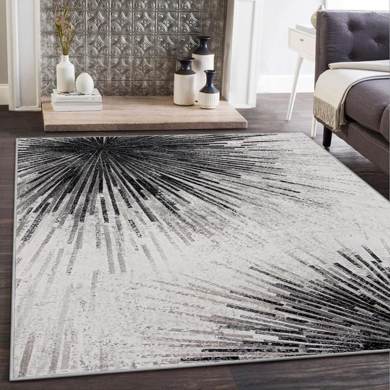  Mordern Washable Area Rug for Living Room Non-Slip Soft Rug for Bedroom Abstract Carpet, Rectangle 10' x 14'