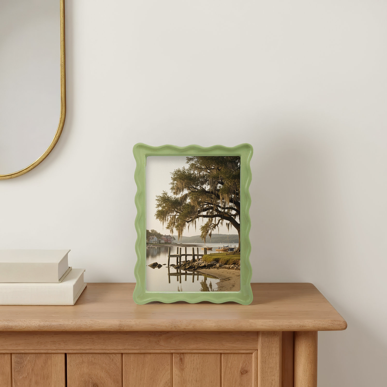 Wavy Picture Frame, Green, 5" W x 7" H
