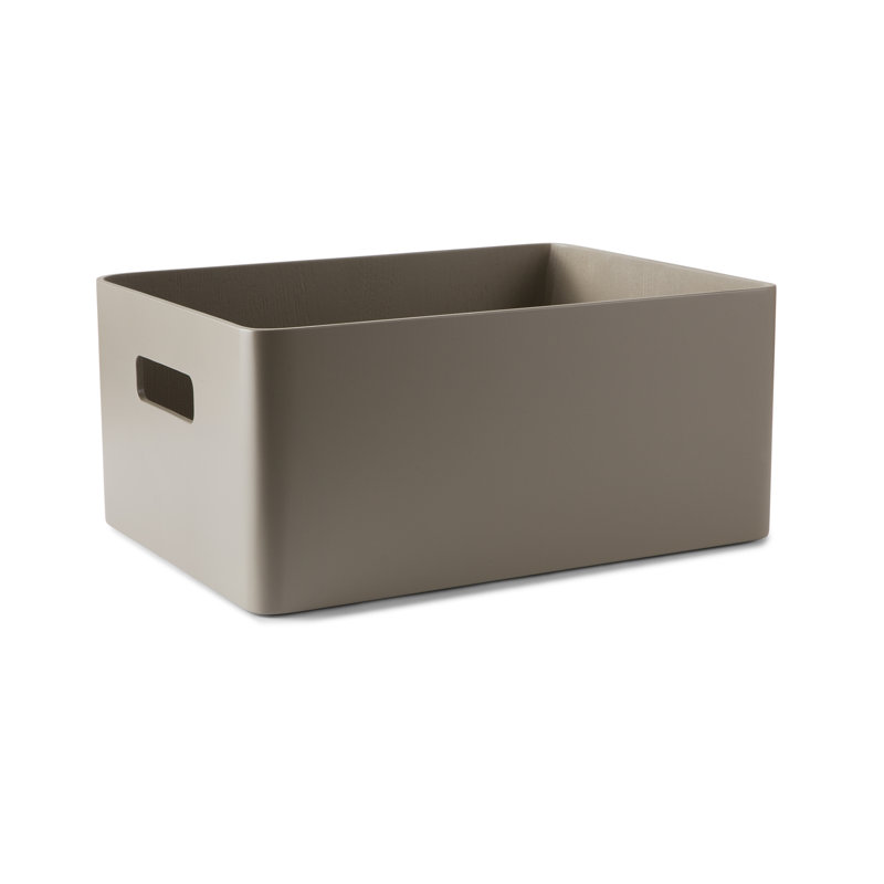 Atipico Solid Wood Decorative Bin, Beige Grey, 25cm H x 40cm W x 30cm D