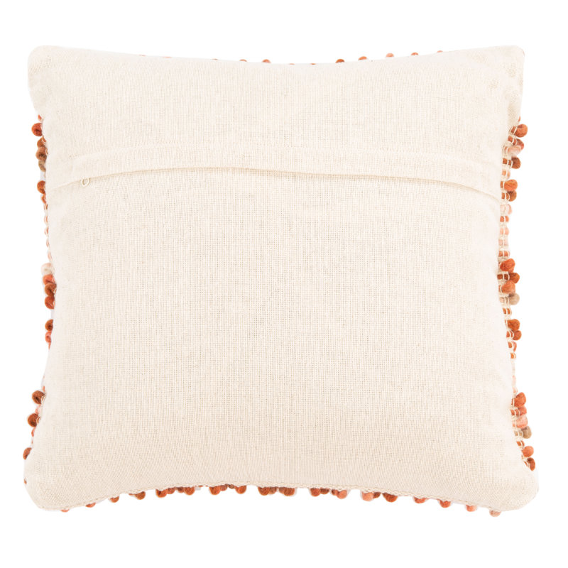 Burnt Orange Bohemian Wool-Cotton Square Throw Pillow