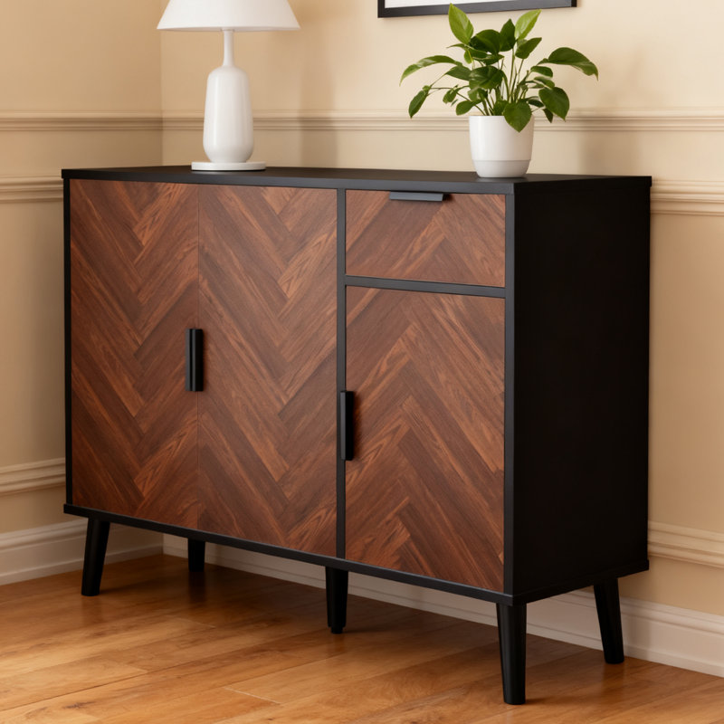Buffet avec tablettes réglables en hauteur, Brun