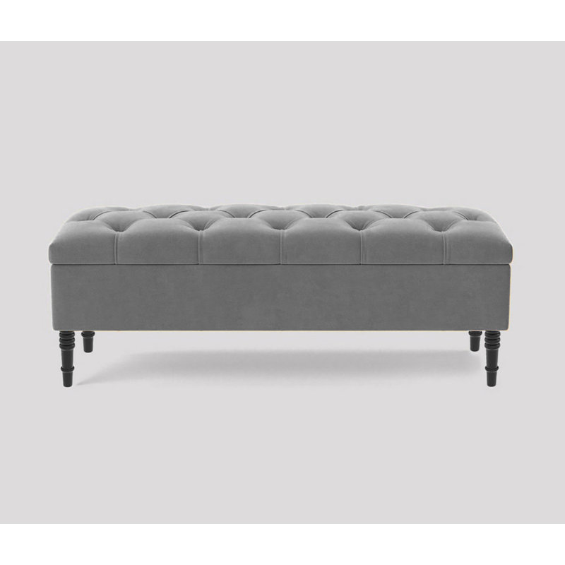 Storage Bench, Grey Plush Velvet
