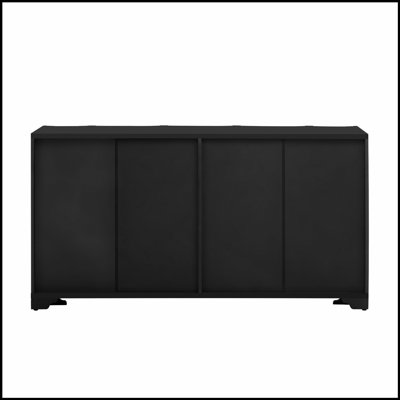 Sophisticated 4-Door Sideboard Adorned with Intricate Linear Accents and Luxurious Multi-Layered Pine Veneer Design Elements,Suitable for Living Rooms, Entrance and Study Rooms